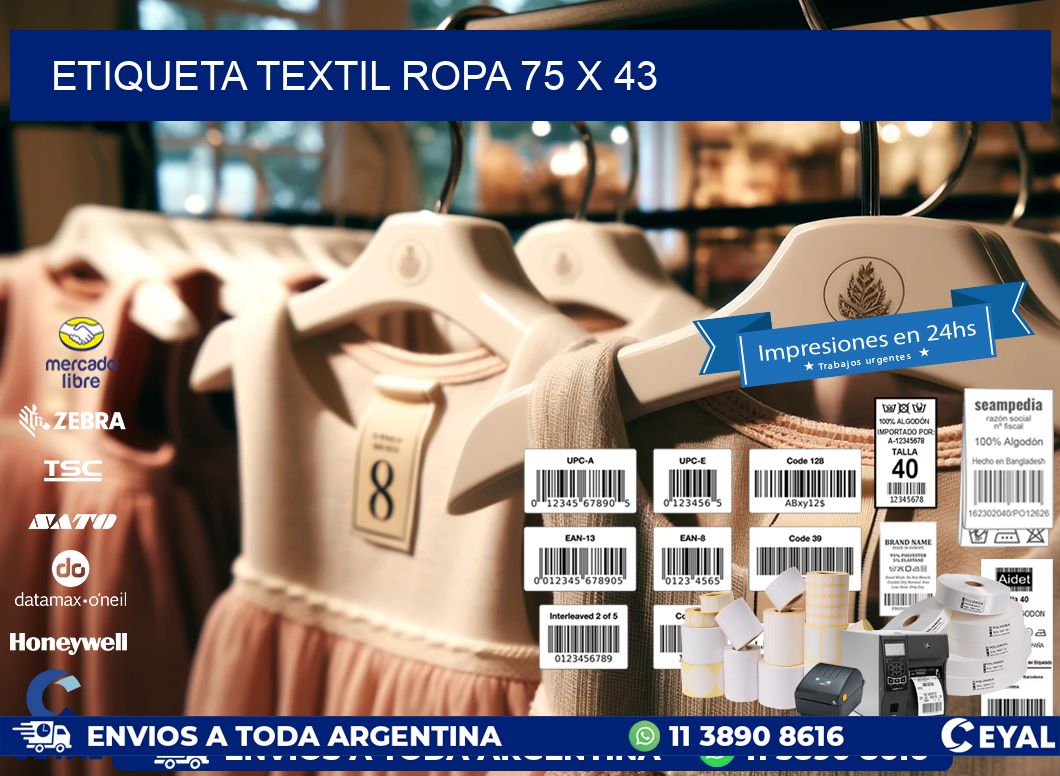 ETIQUETA TEXTIL ROPA 75 x 43