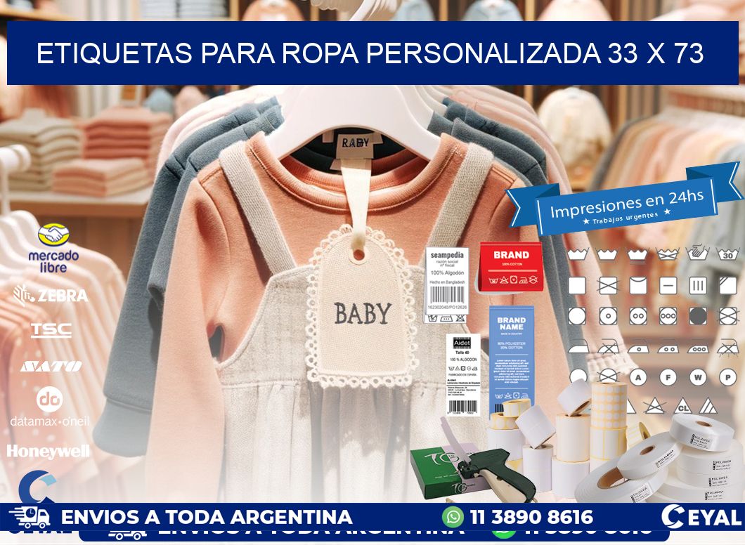 ETIQUETAS PARA ROPA PERSONALIZADA 33 x 73