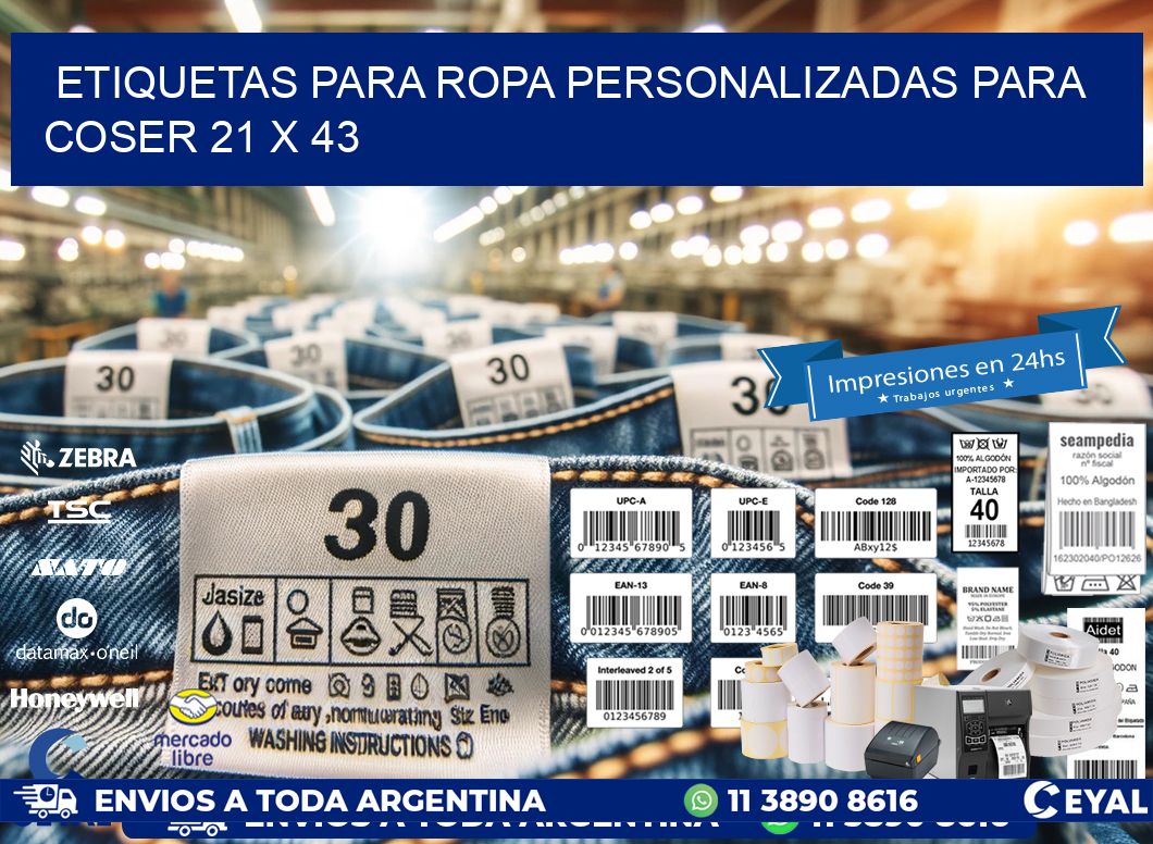ETIQUETAS PARA ROPA PERSONALIZADAS PARA COSER 21 x 43