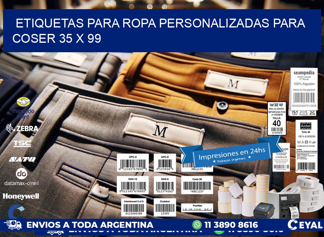 ETIQUETAS PARA ROPA PERSONALIZADAS PARA COSER 35 x 99