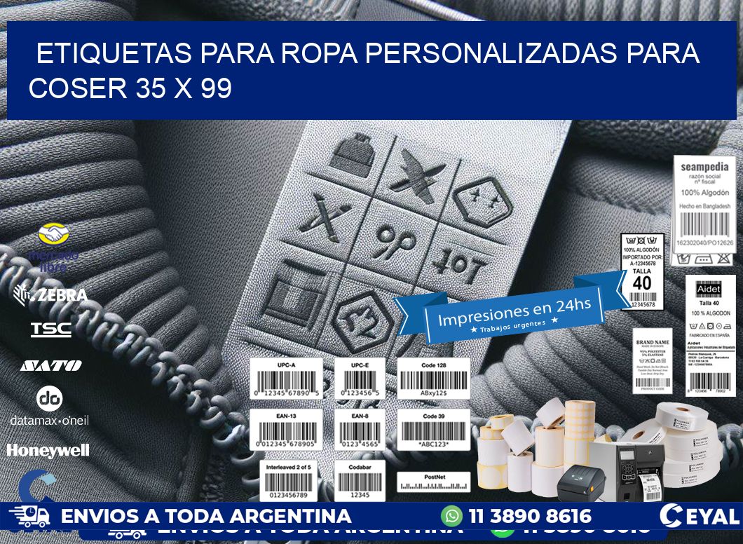ETIQUETAS PARA ROPA PERSONALIZADAS PARA COSER 35 x 99