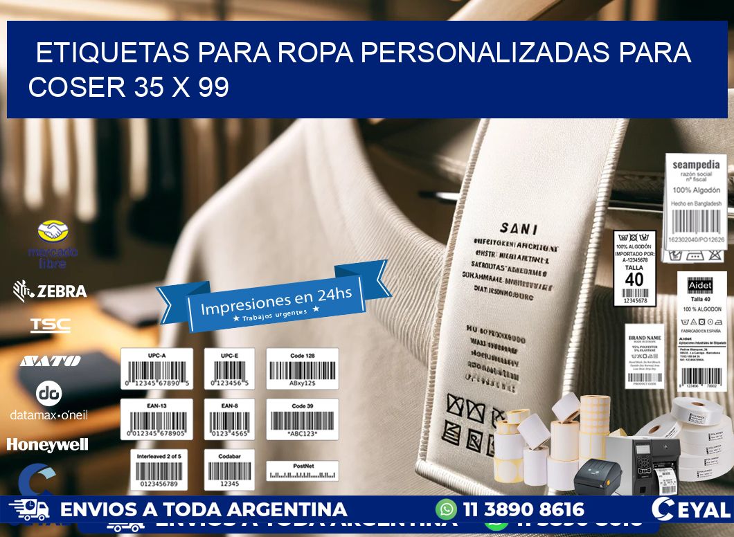 ETIQUETAS PARA ROPA PERSONALIZADAS PARA COSER 35 x 99