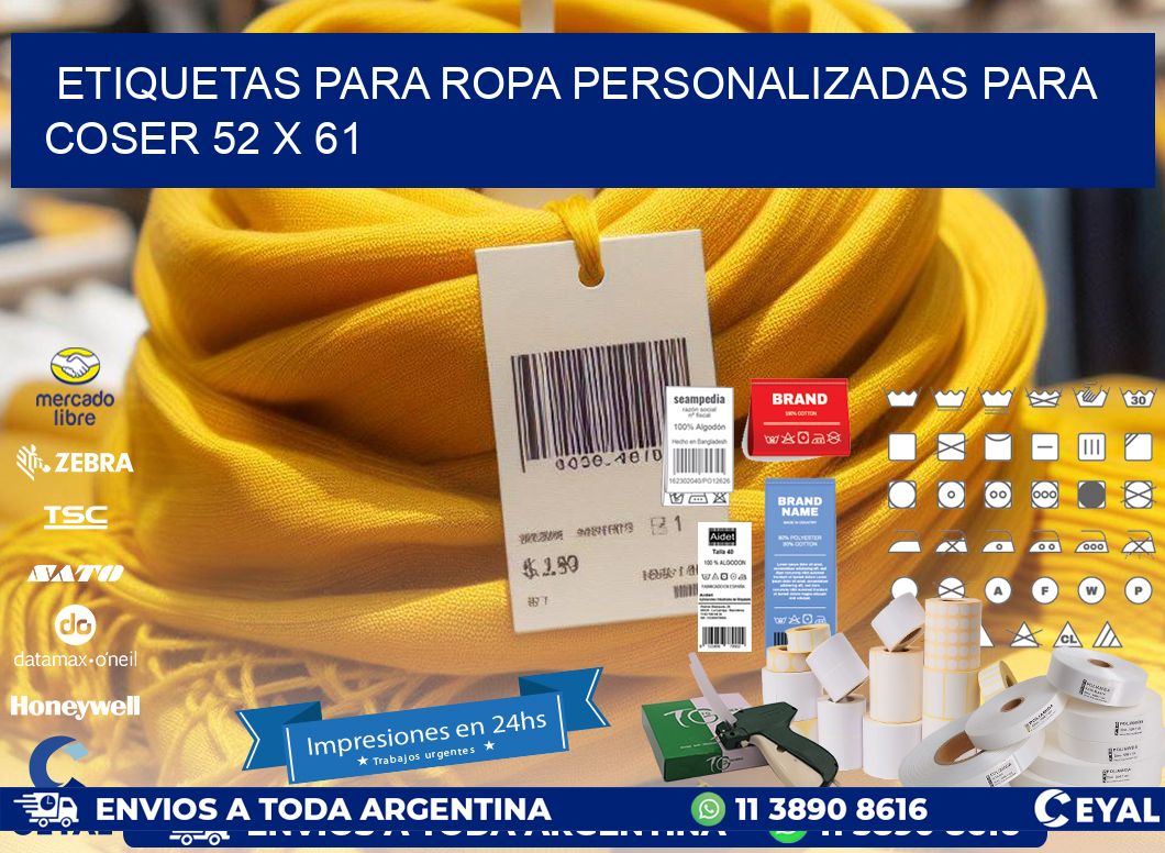 ETIQUETAS PARA ROPA PERSONALIZADAS PARA COSER 52 x 61