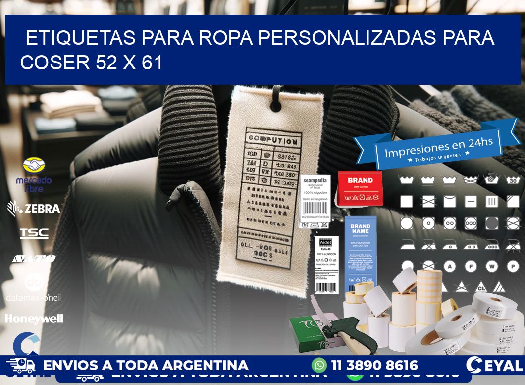 ETIQUETAS PARA ROPA PERSONALIZADAS PARA COSER 52 x 61
