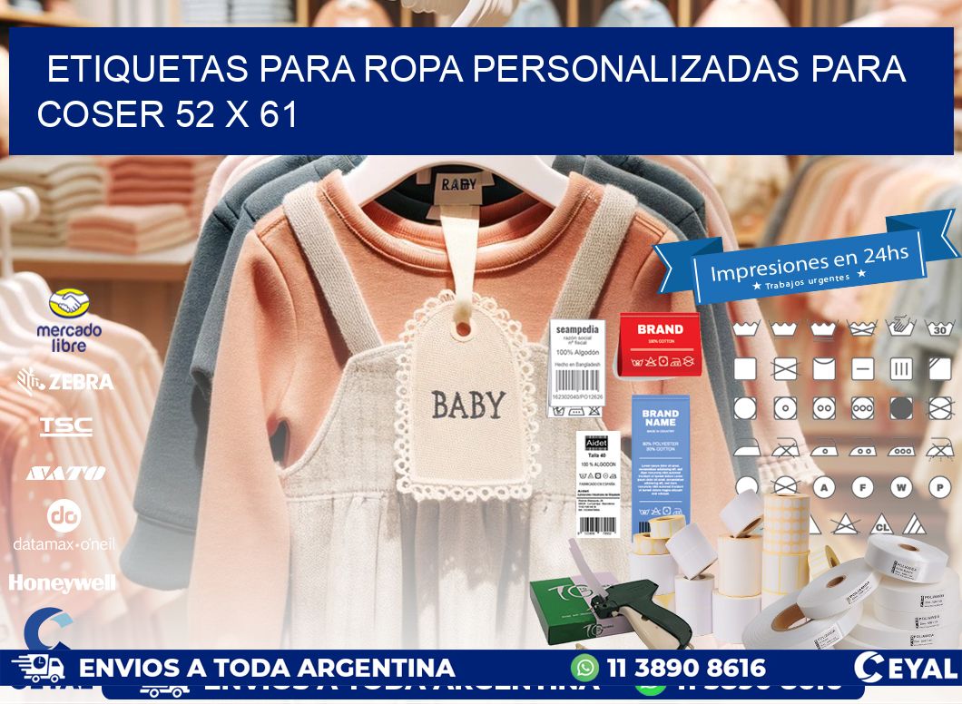 ETIQUETAS PARA ROPA PERSONALIZADAS PARA COSER 52 x 61