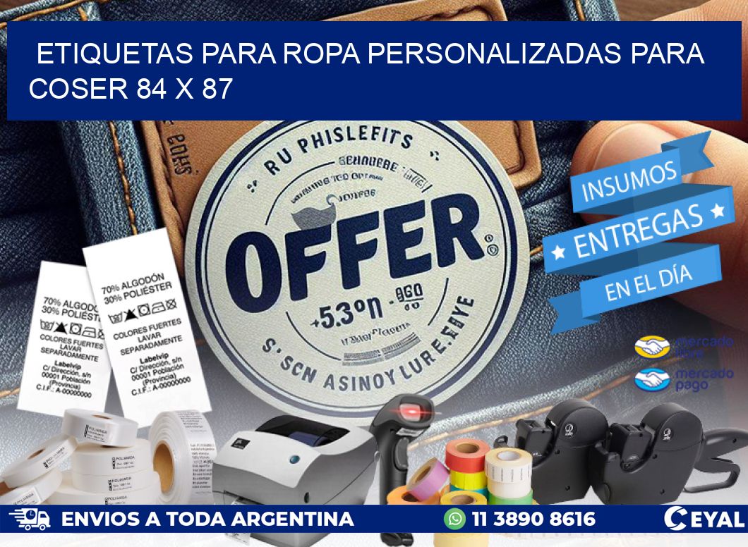 ETIQUETAS PARA ROPA PERSONALIZADAS PARA COSER 84 x 87