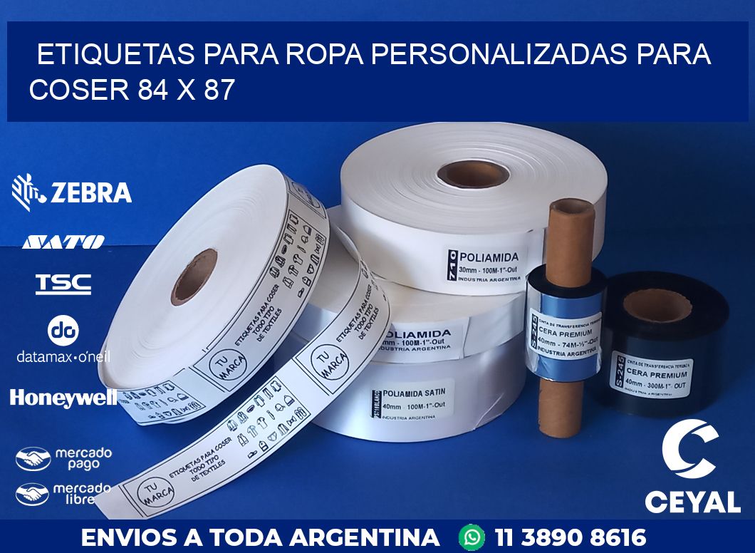 ETIQUETAS PARA ROPA PERSONALIZADAS PARA COSER 84 x 87