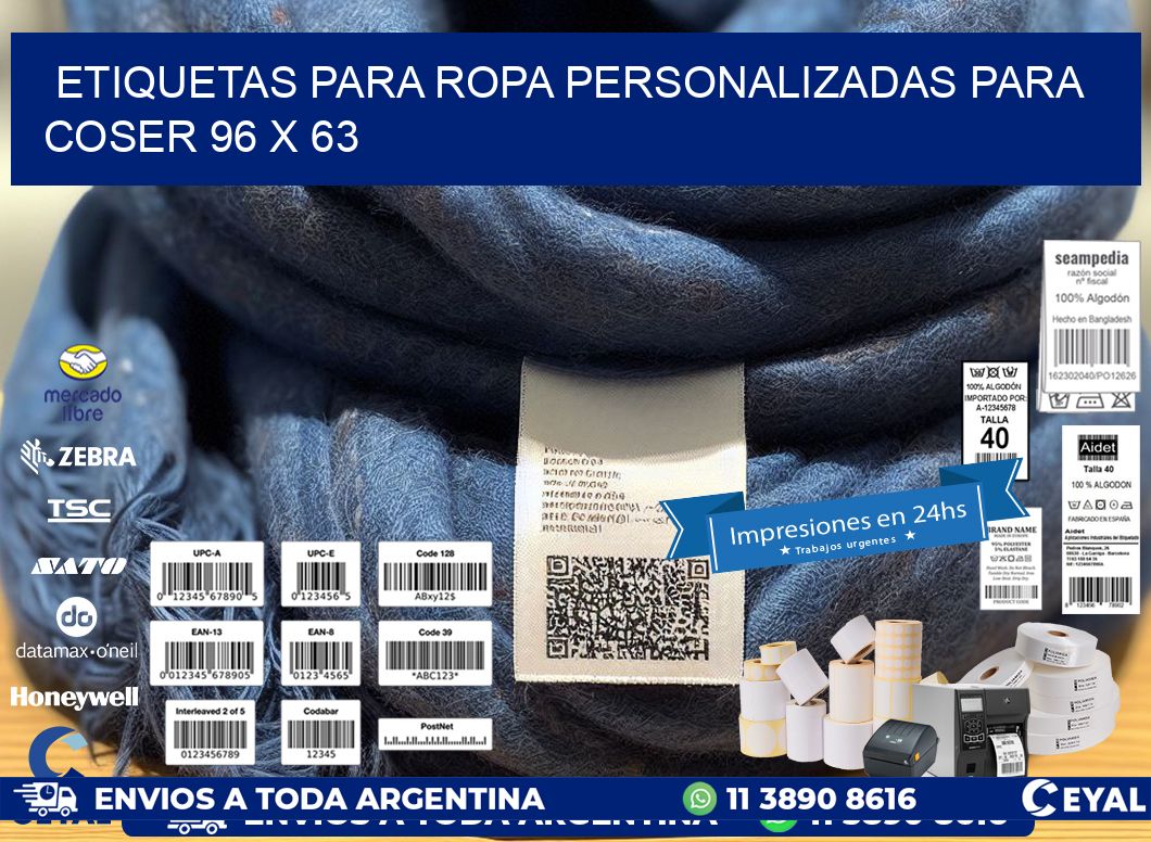 ETIQUETAS PARA ROPA PERSONALIZADAS PARA COSER 96 x 63