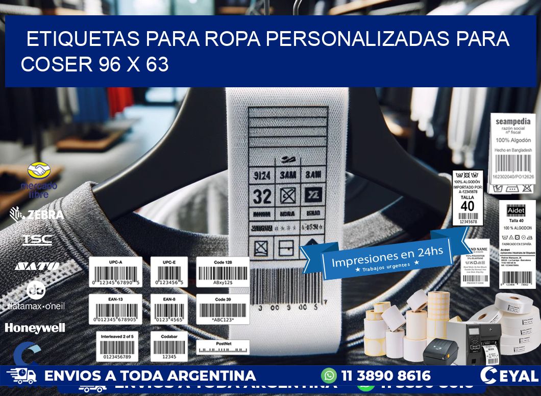 ETIQUETAS PARA ROPA PERSONALIZADAS PARA COSER 96 x 63