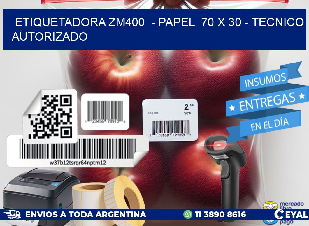 ETIQUETADORA ZM400  - PAPEL  70 x 30 - TECNICO AUTORIZADO