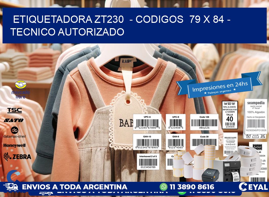 ETIQUETADORA ZT230  - CODIGOS  79 x 84 - TECNICO AUTORIZADO