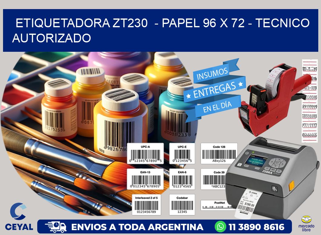 ETIQUETADORA ZT230  - PAPEL 96 x 72 - TECNICO AUTORIZADO