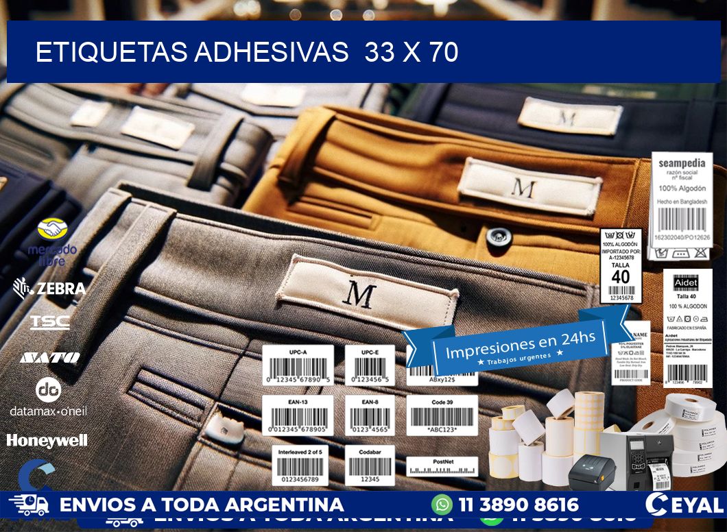 ETIQUETAS ADHESIVAS  33 x 70