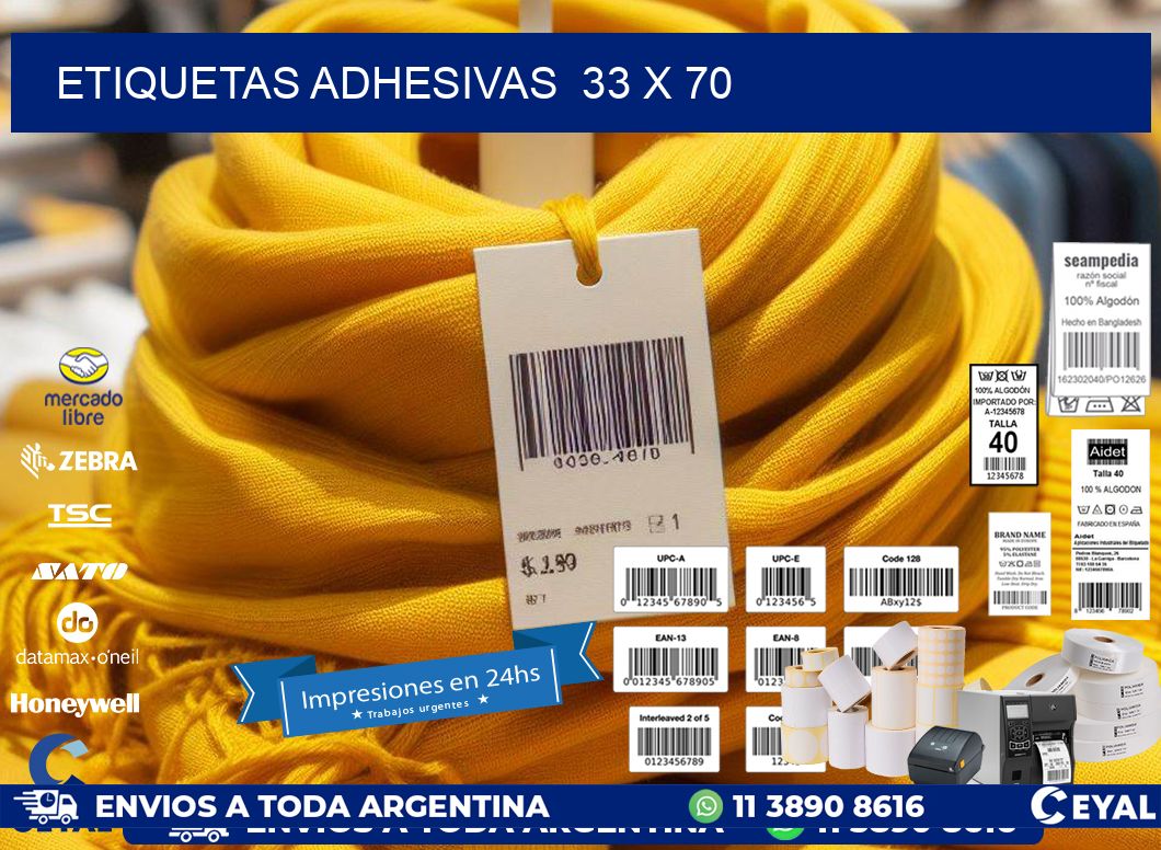 ETIQUETAS ADHESIVAS  33 x 70
