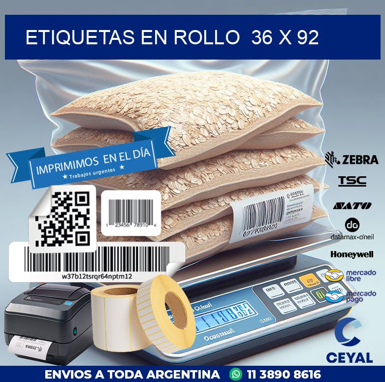 ETIQUETAS EN ROLLO  36 x 92