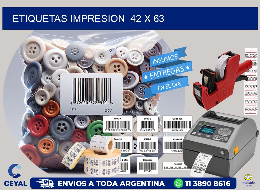 ETIQUETAS IMPRESION  42 x 63