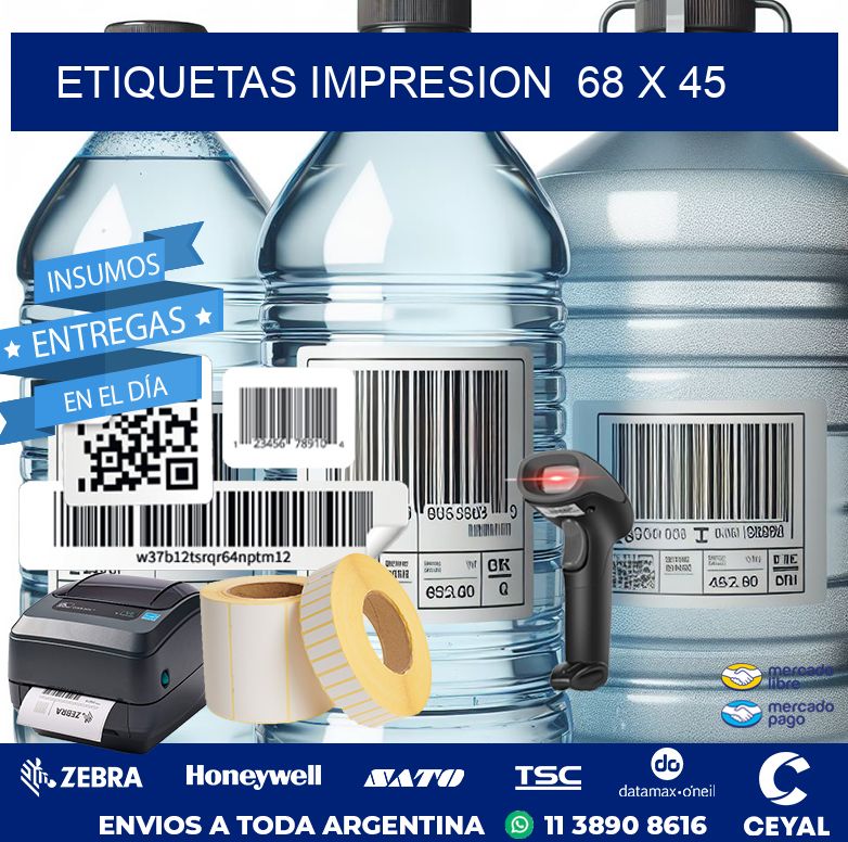 ETIQUETAS IMPRESION  68 x 45