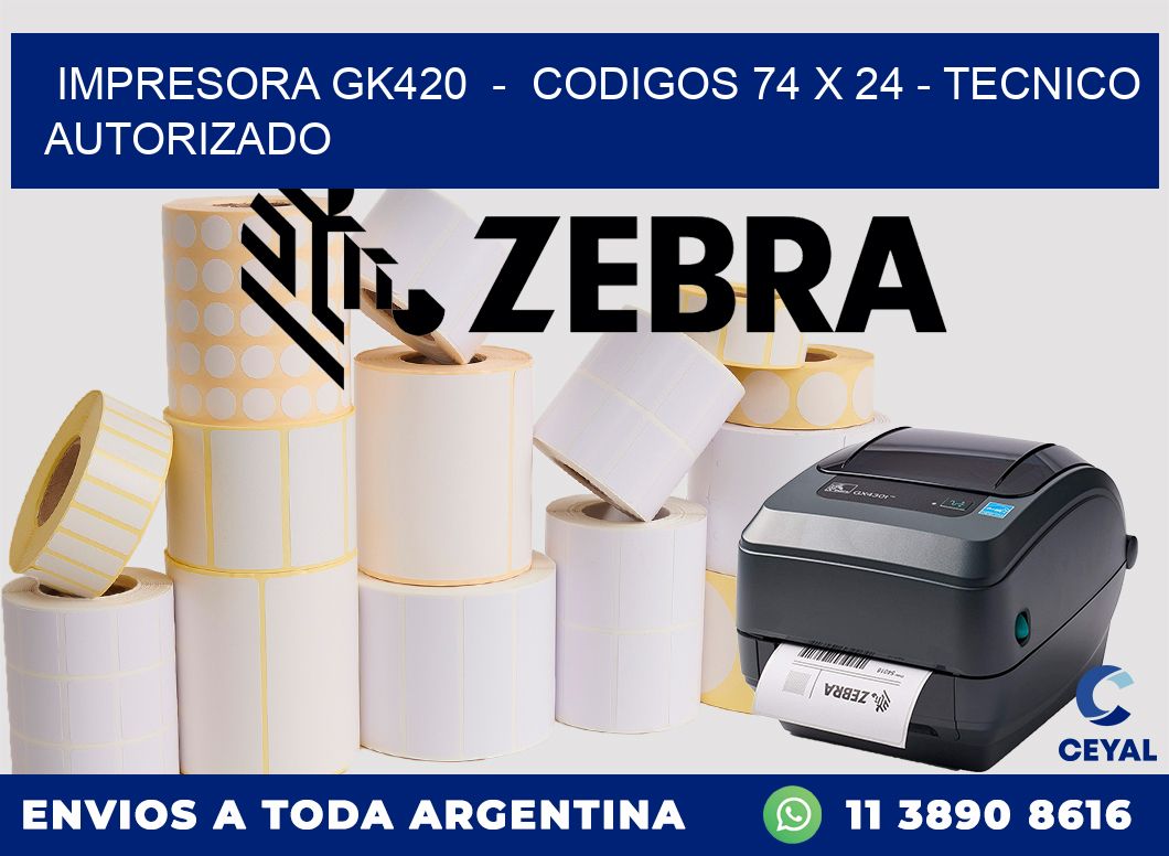 IMPRESORA GK420  -  CODIGOS 74 x 24 - TECNICO AUTORIZADO