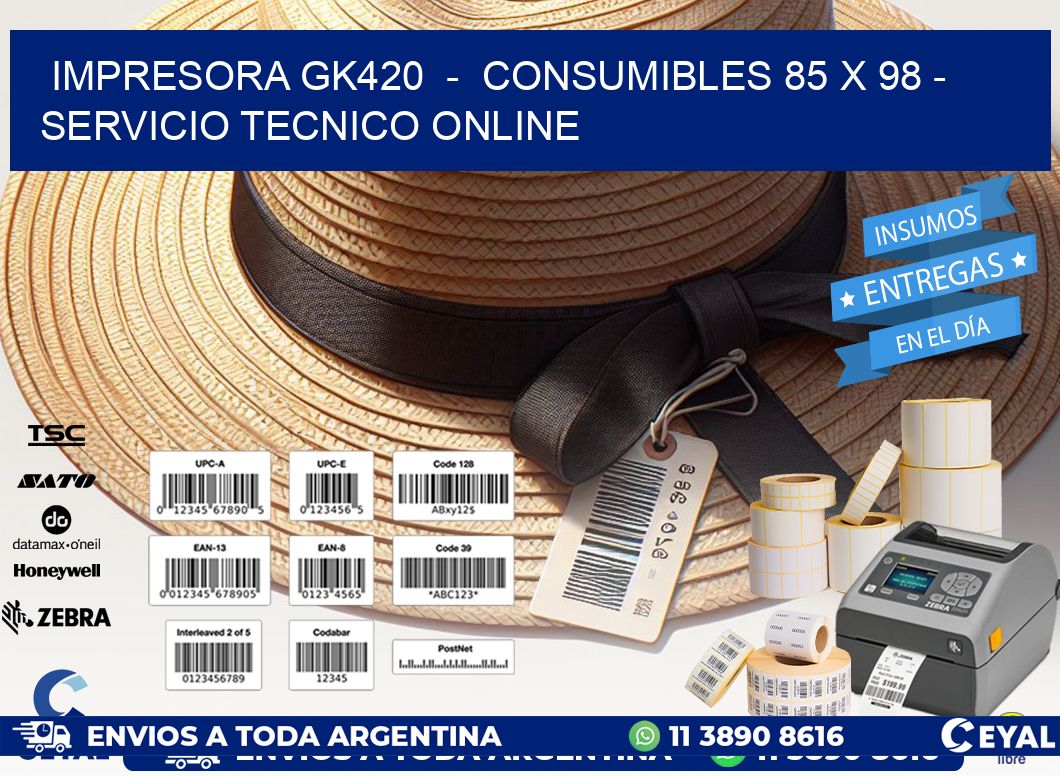 IMPRESORA GK420  -  CONSUMIBLES 85 x 98 - SERVICIO TECNICO ONLINE