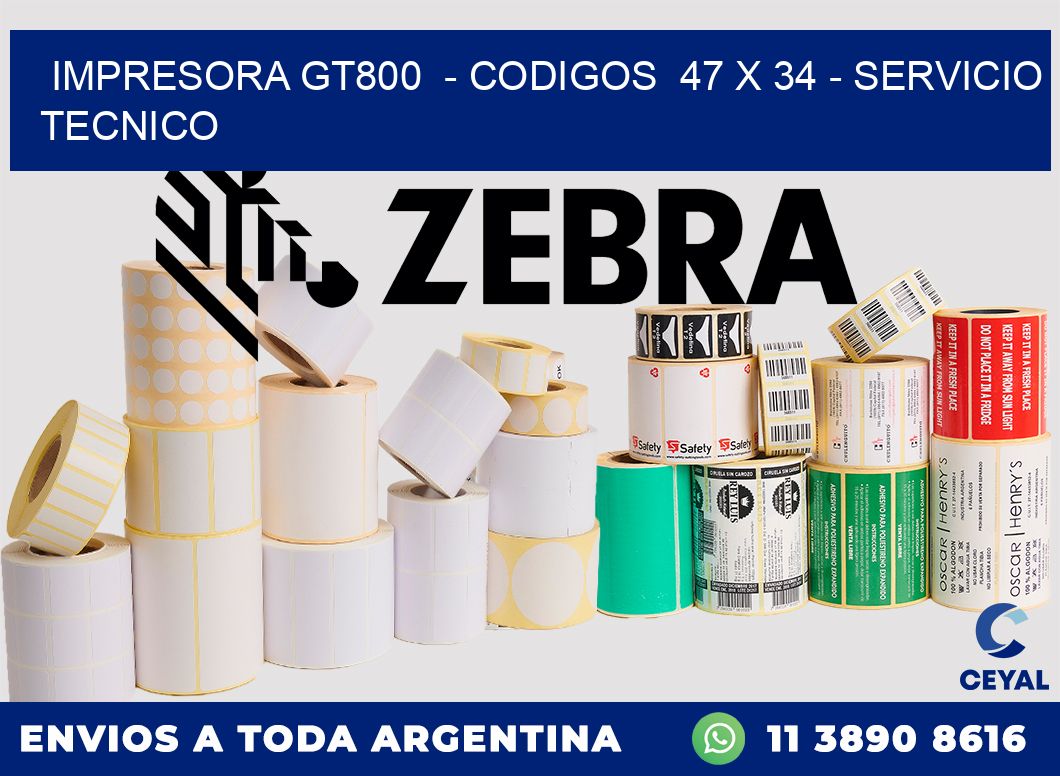 IMPRESORA GT800  - CODIGOS  47 x 34 - SERVICIO TECNICO