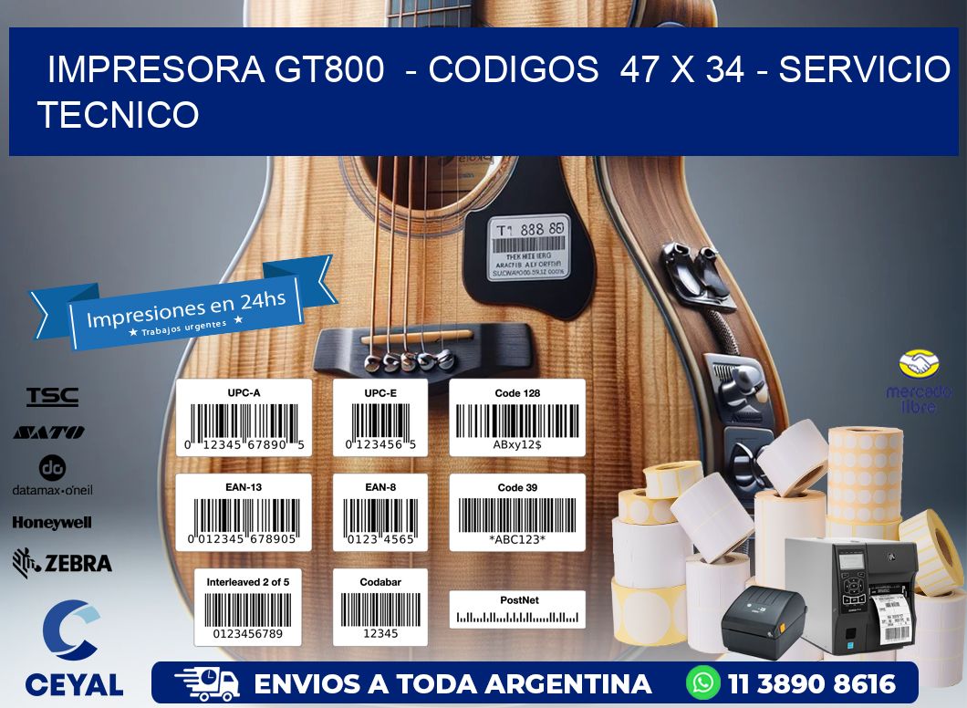IMPRESORA GT800  – CODIGOS  47 x 34 – SERVICIO TECNICO