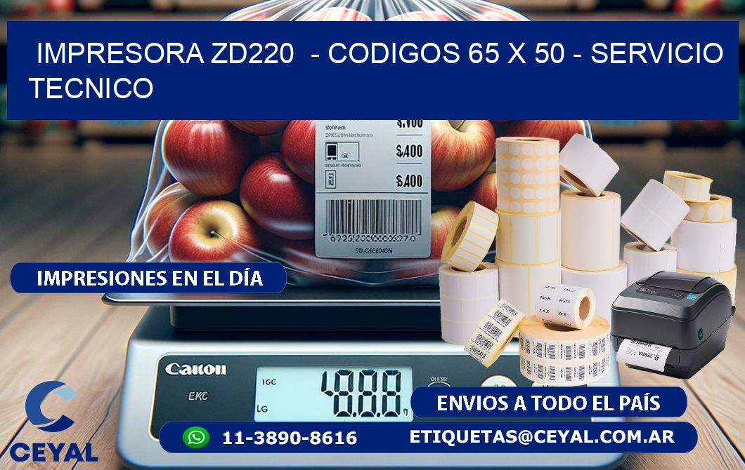 IMPRESORA ZD220  - CODIGOS 65 x 50 - SERVICIO TECNICO