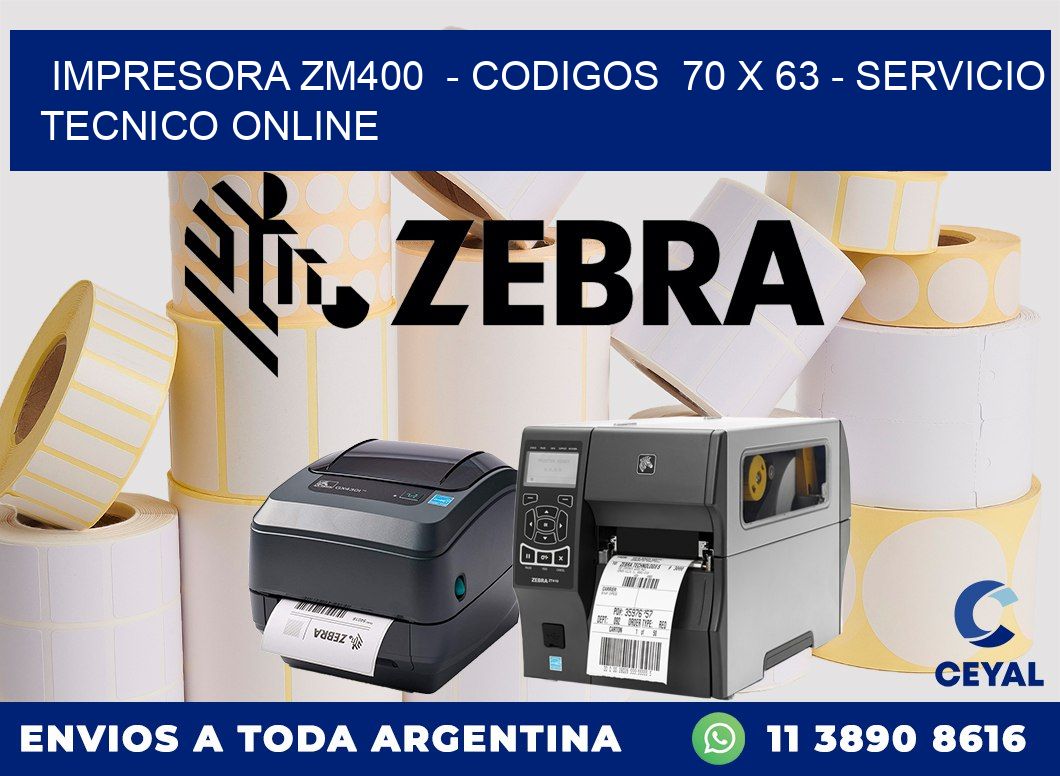 IMPRESORA ZM400  - CODIGOS  70 x 63 - SERVICIO TECNICO ONLINE