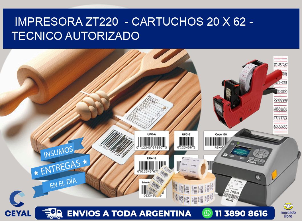 IMPRESORA ZT220  - CARTUCHOS 20 x 62 - TECNICO AUTORIZADO