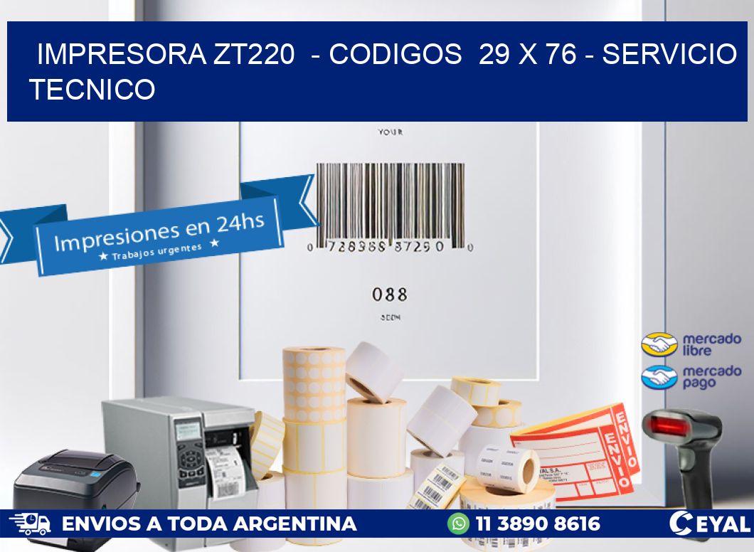 IMPRESORA ZT220  - CODIGOS  29 x 76 - SERVICIO TECNICO