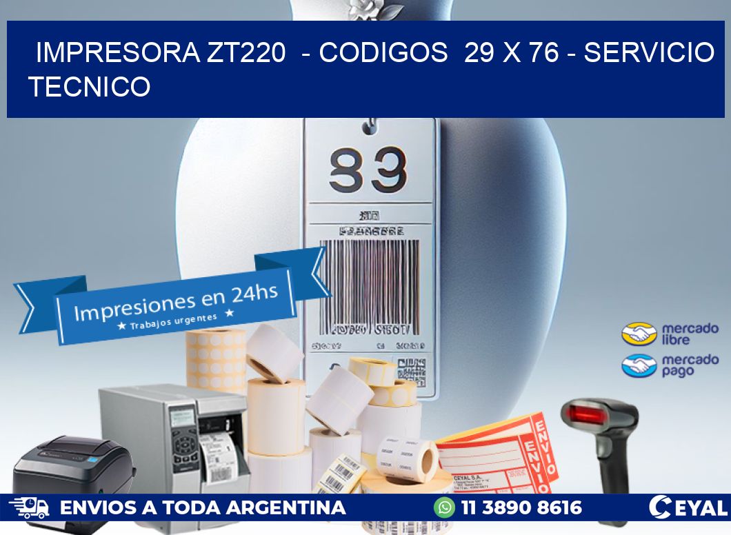 IMPRESORA ZT220  - CODIGOS  29 x 76 - SERVICIO TECNICO