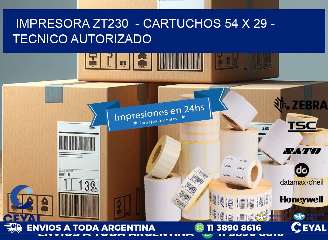 IMPRESORA ZT230  - CARTUCHOS 54 x 29 - TECNICO AUTORIZADO