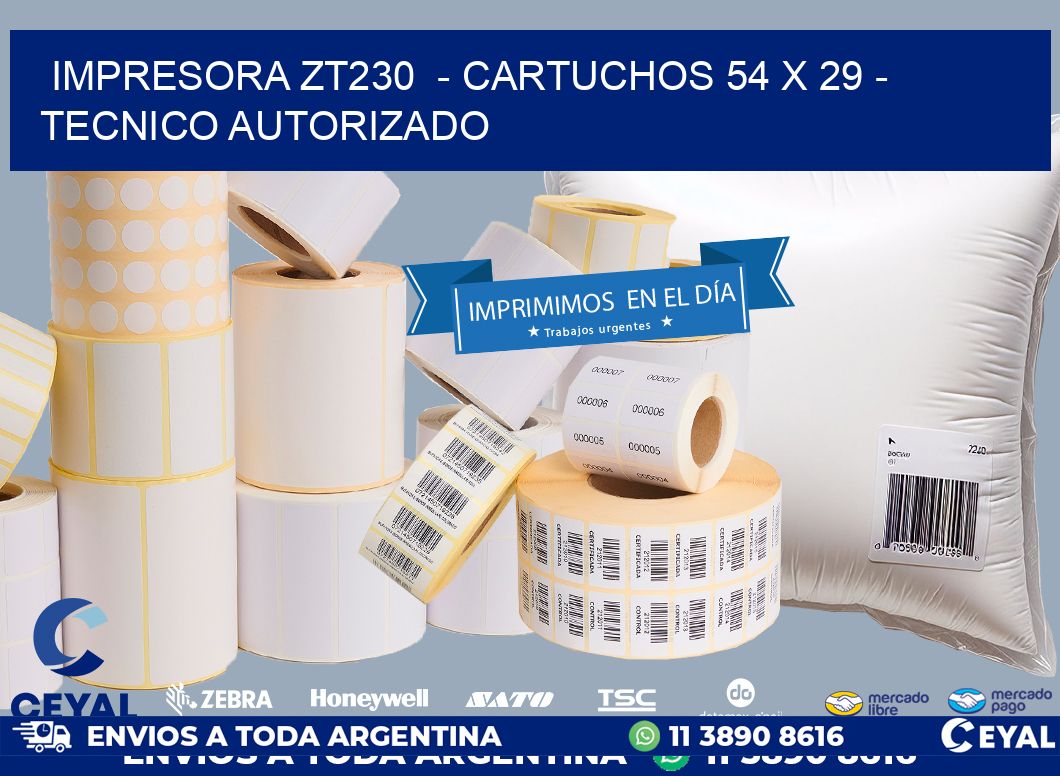 IMPRESORA ZT230  - CARTUCHOS 54 x 29 - TECNICO AUTORIZADO