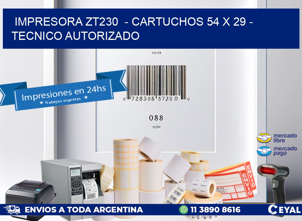 IMPRESORA ZT230  - CARTUCHOS 54 x 29 - TECNICO AUTORIZADO