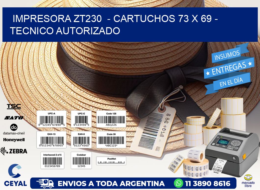 IMPRESORA ZT230  - CARTUCHOS 73 x 69 - TECNICO AUTORIZADO