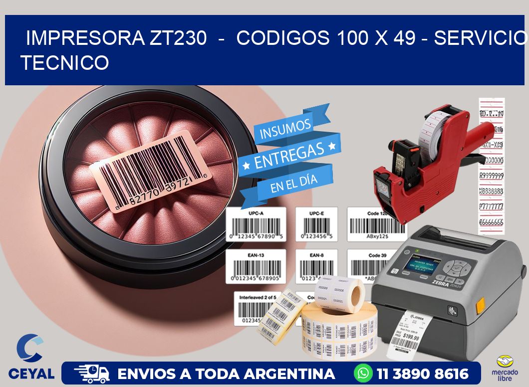 IMPRESORA ZT230  -  CODIGOS 100 x 49 - SERVICIO TECNICO