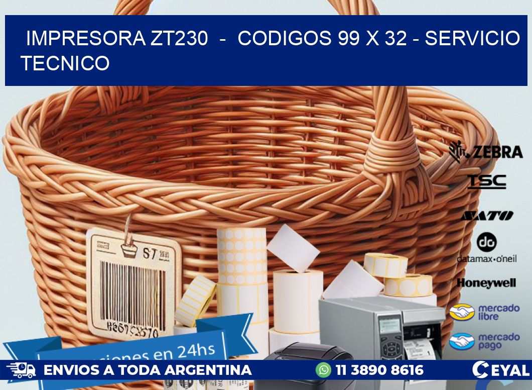 IMPRESORA ZT230  -  CODIGOS 99 x 32 - SERVICIO TECNICO