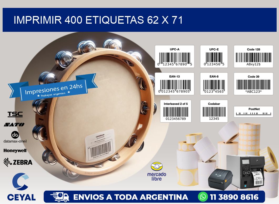 IMPRIMIR 400 ETIQUETAS 62 x 71