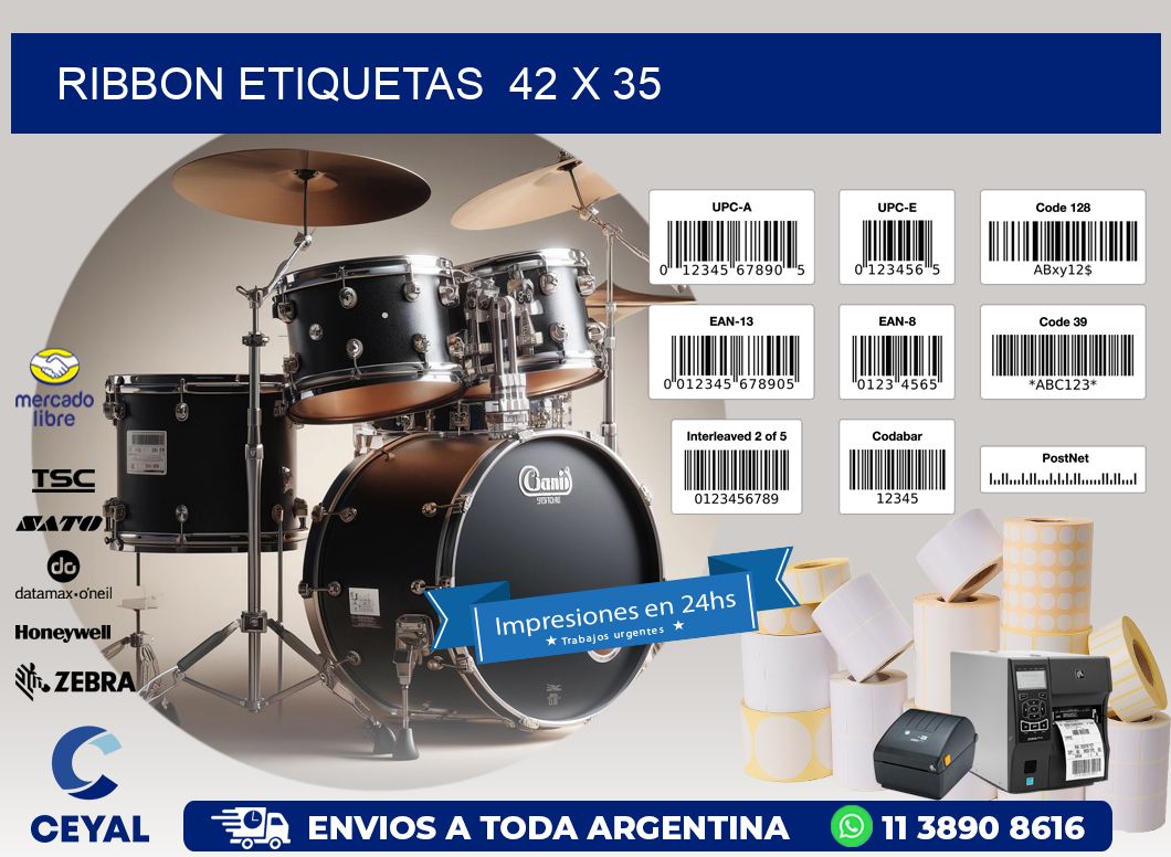 RIBBON ETIQUETAS  42 x 35