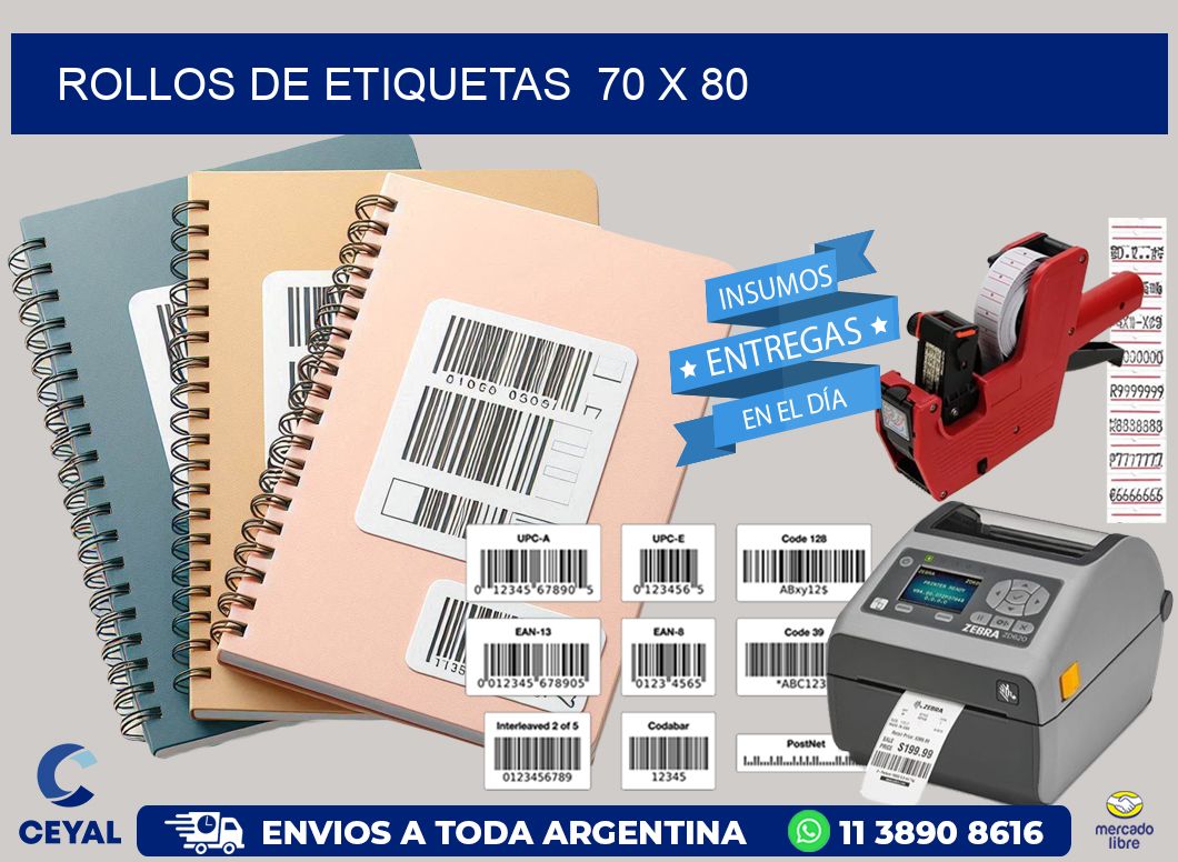 ROLLOS DE ETIQUETAS  70 x 80