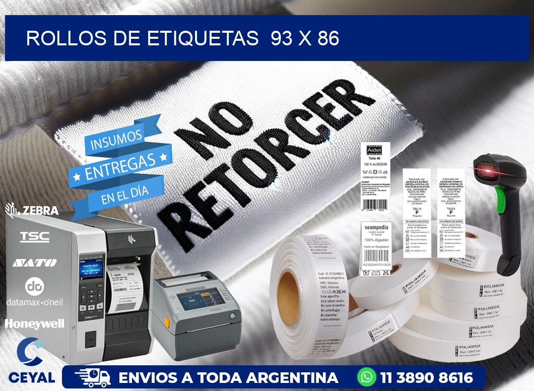 ROLLOS DE ETIQUETAS  93 x 86
