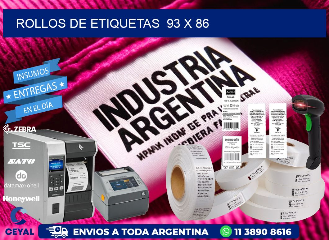 ROLLOS DE ETIQUETAS  93 x 86