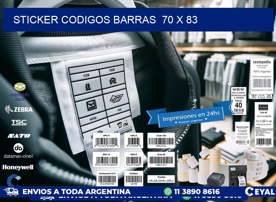 STICKER CODIGOS BARRAS  70 x 83