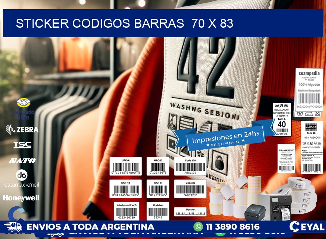 STICKER CODIGOS BARRAS  70 x 83