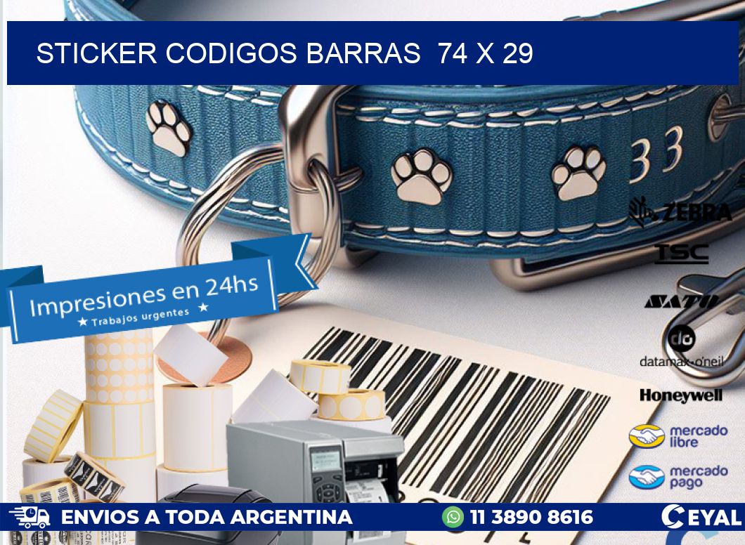 STICKER CODIGOS BARRAS  74 x 29
