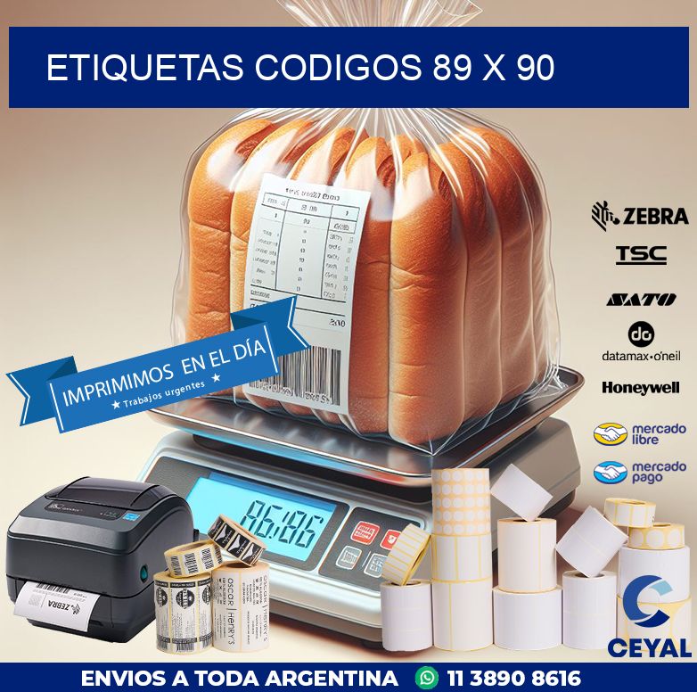 etiquetas codigos 89 x 90