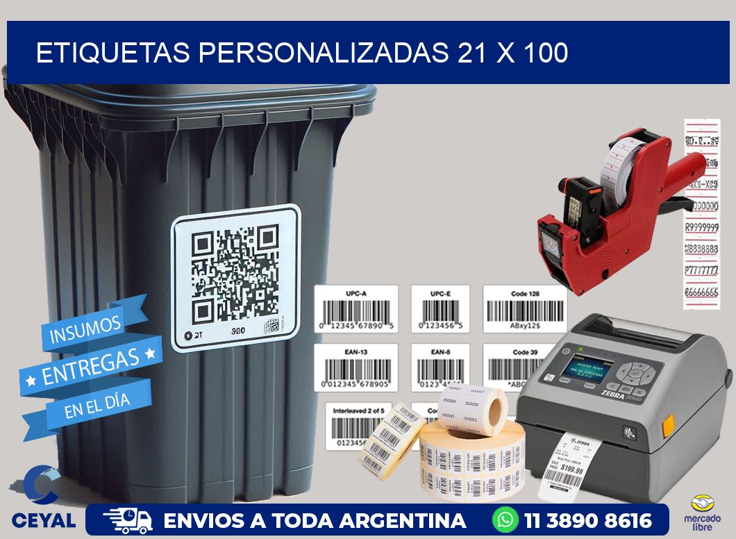 etiquetas personalizadas 21 x 100
