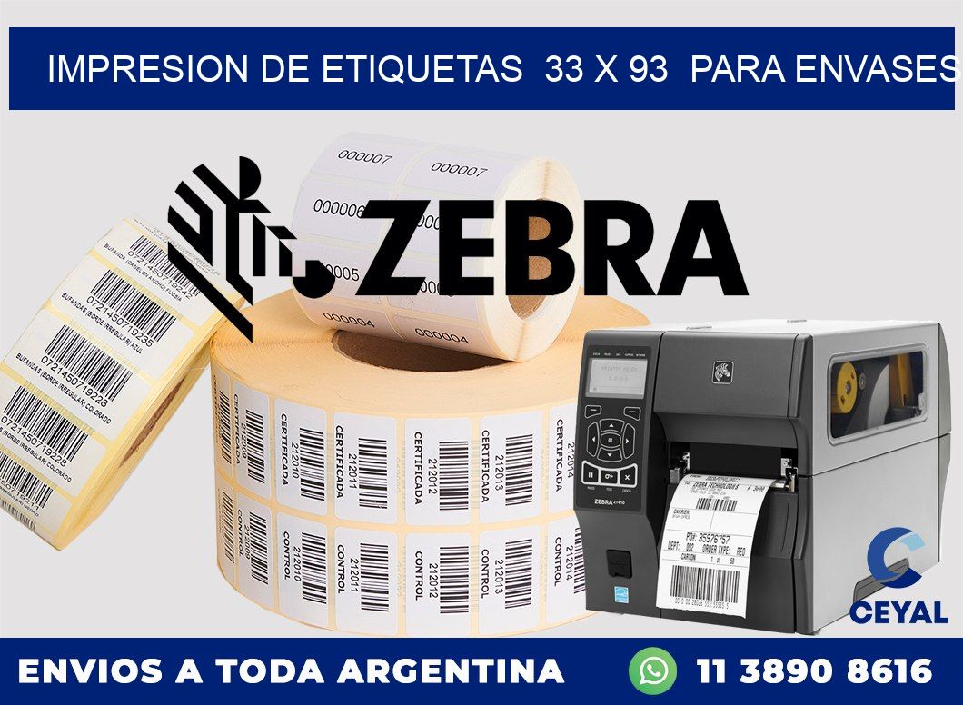 impresion de etiquetas  33 x 93  para envases