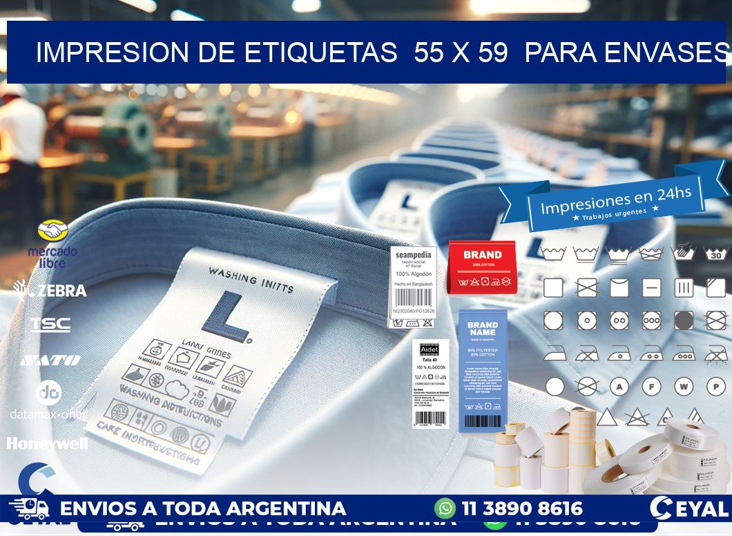 impresion de etiquetas  55 x 59  para envases