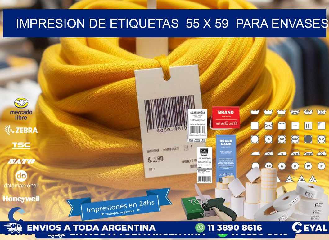 impresion de etiquetas  55 x 59  para envases