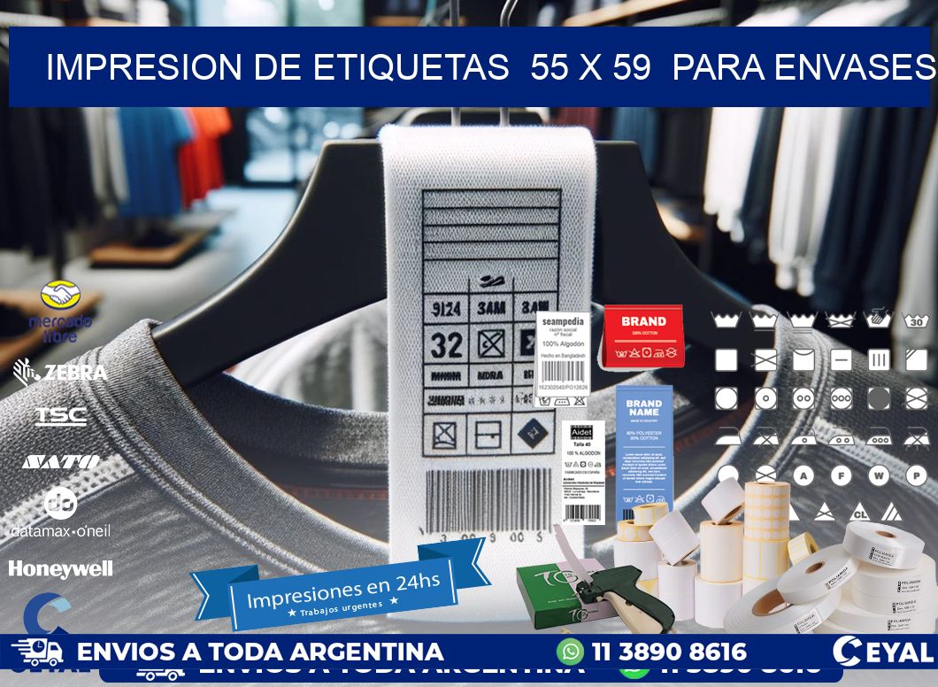 impresion de etiquetas  55 x 59  para envases